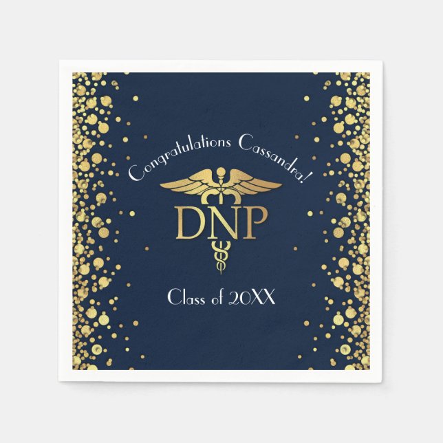 Guardanapo De Papel Doctor Nursing Practice Graduation Navy Blue Gold (Frente)