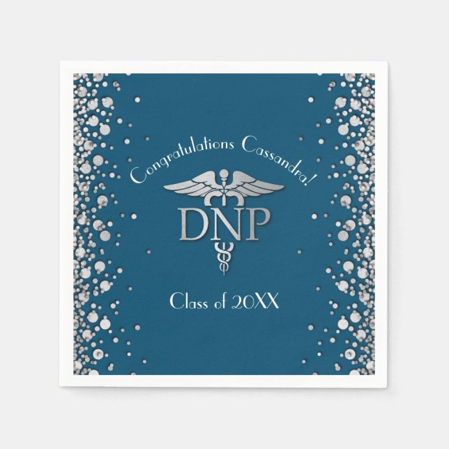 Guardanapo De Papel Doctor of Nursing Practice Graduation Blue Silver (Frente)