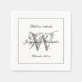 Guardanapo De Papel Documento de Casamento Elegante de Script Monogram
