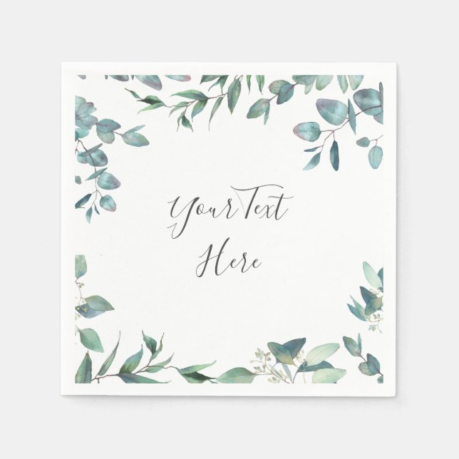 Guardanapo De Papel Documento de Casamento Eucalyptus com Aquarela Ele (Frente)