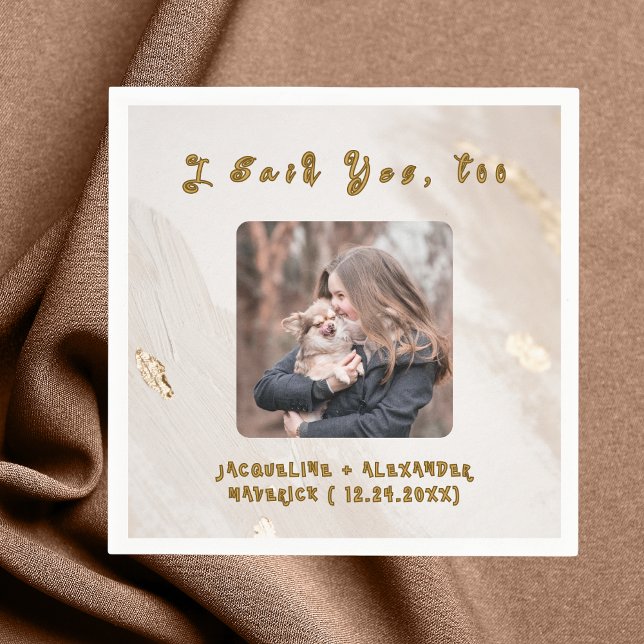 Guardanapo De Papel Dog Photo Pet-Themed Engagement Party Napkins (Criador carregado)
