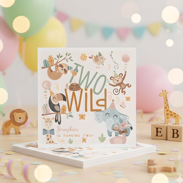 Guardanapo De Papel Dois animais selvagens do safari aniversário de cr (Criador carregado)