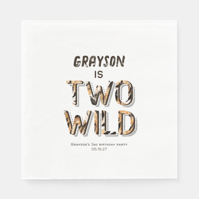 Guardanapo De Papel Dois animais selvagens Safari segundo aniversário (Frente)