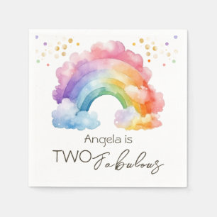Guardanapo De Papel Dois Aniversário de criança Fabuloso do Arco-íris