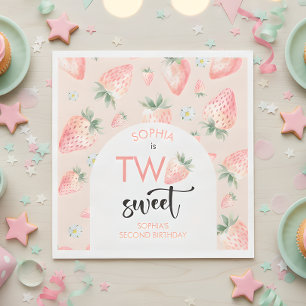 Guardanapo De Papel Dois aniversários de criança de morango doce