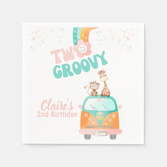 Guardanapo De Papel Dois anos de margarida de Groovy Retro (Frente)