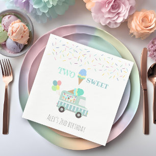 Guardanapo De Papel Dois anos de sorvete doce, personalizados