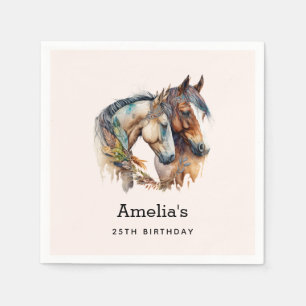 Guardanapo De Papel Dois Belos Cavalos Oeste Boho Aniversário