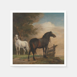 Guardanapo De Papel Dois Cavalos num Prado Perto de Porta (Paulus Pott