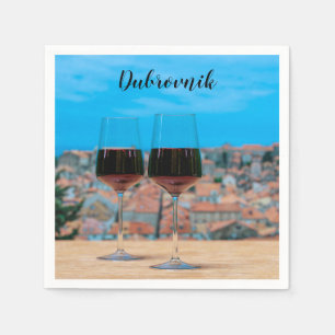 Guardanapo De Papel Dois copos de vinho tinto com vista ao Dubrovnik