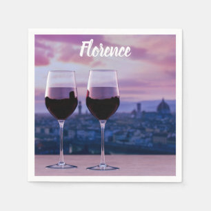 Guardanapo De Papel Dois copos de vinho tinto no horizonte de Florença