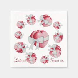 Guardanapo De Papel dois corações de amor vermelhos e casamento românt