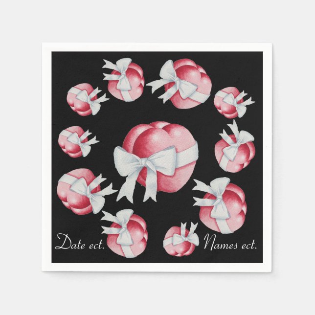 Guardanapo De Papel dois corações vermelhos amarrados com o casamento  (Frente)