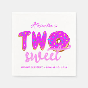 Guardanapo De Papel Dois Donuts de Menina Doce Granulado Rosa Aniversá
