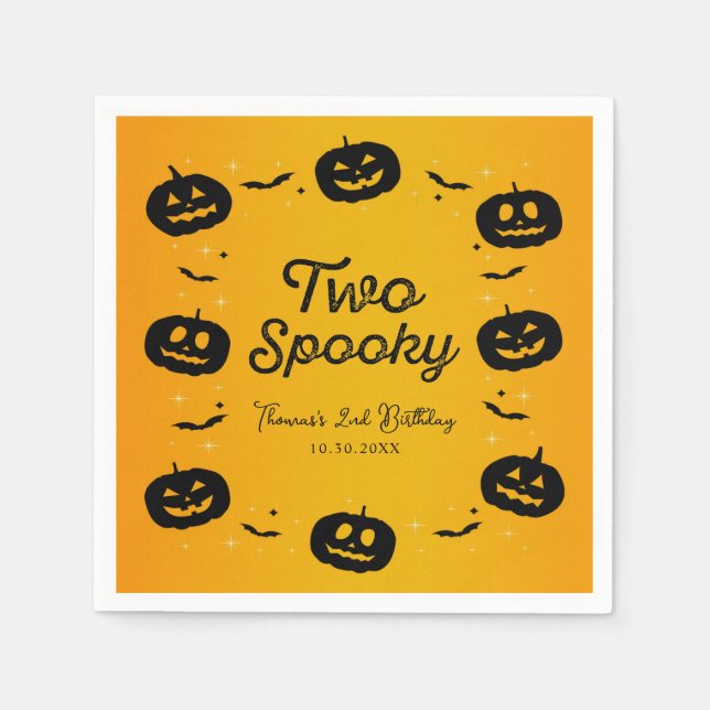 Guardanapo De Papel Dois Felizes Aniversário do Halloween Pumpkins & B (Frente)