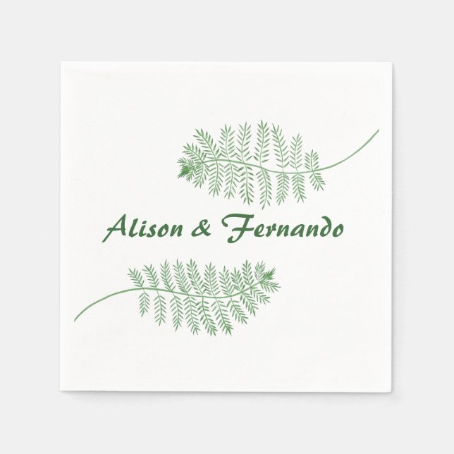 Guardanapo De Papel Dois Ferns Verdes Personalizaram Napkins (Frente)