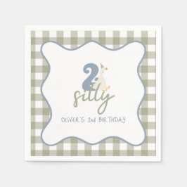 Guardanapo De Papel Dois ganso bobo azul e verde 2º Aniversário