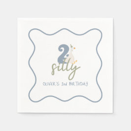 Guardanapo De Papel Dois gansos bobos azul e verde 2º aniversário