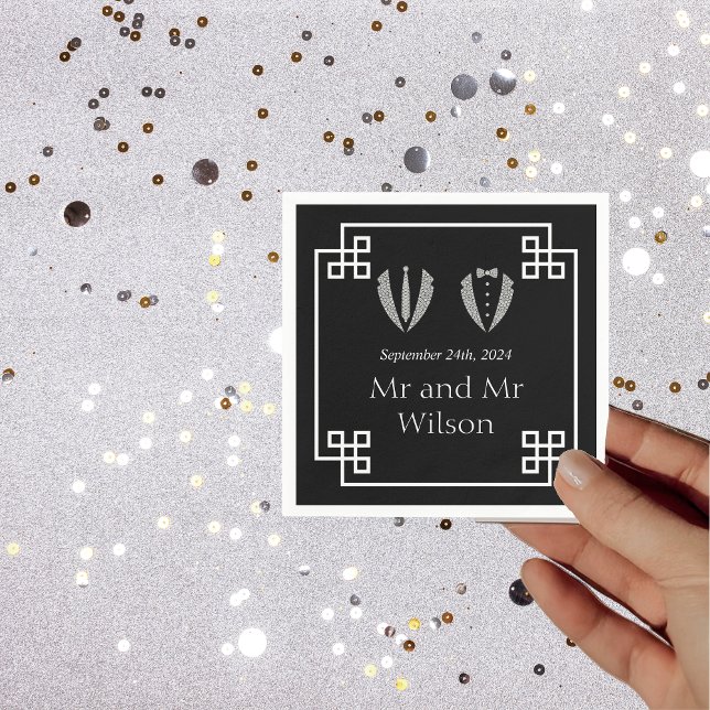 Guardanapo De Papel Dois Gay de Tuxedo Janto de Casamento Cocktail (Criador carregado)