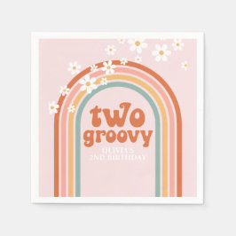 Guardanapo De Papel Dois groovy margarida boho floral arco-íris 2º ani
