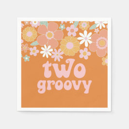 Guardanapo De Papel Dois Groovy Retro Floral 2º aniversário
