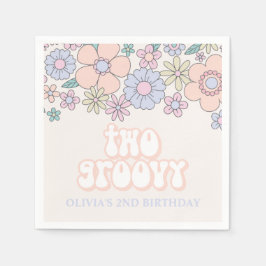 Guardanapo De Papel Dois Groovy Retro floral pastel 2º aniversário