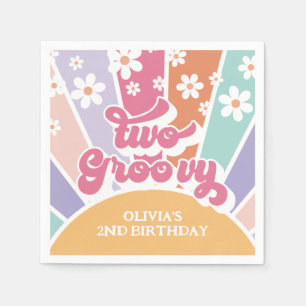 Guardanapo De Papel Dois Groovy Retro Sunshine Rainbow Daisy