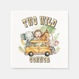 Guardanapo De Papel Dois meninos selvagens aniversário safari animais 