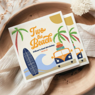 Guardanapo De Papel Dois Na Praia Surf Azul Festa de Aniversário de 2 