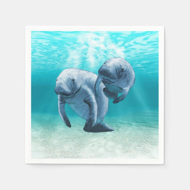 Guardanapo De Papel Dois peixes-boi que nadam (Frente)
