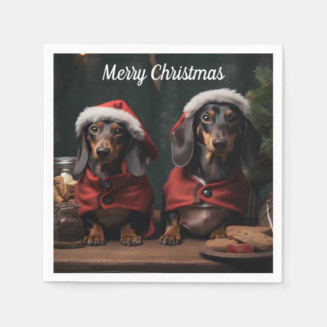 Guardanapo De Papel Dois pratos de Natal (Frente)