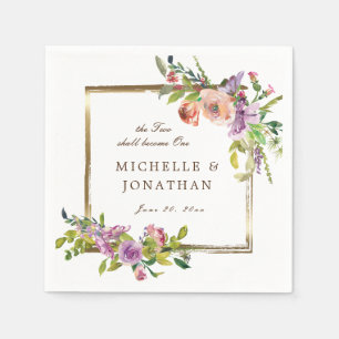 Guardanapo De Papel Dois Se Tornaram Um Casamento De Quadro Dourado El