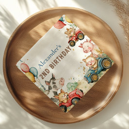 Guardanapo De Papel Dois segundos aniversários De Animais De Exploraçã