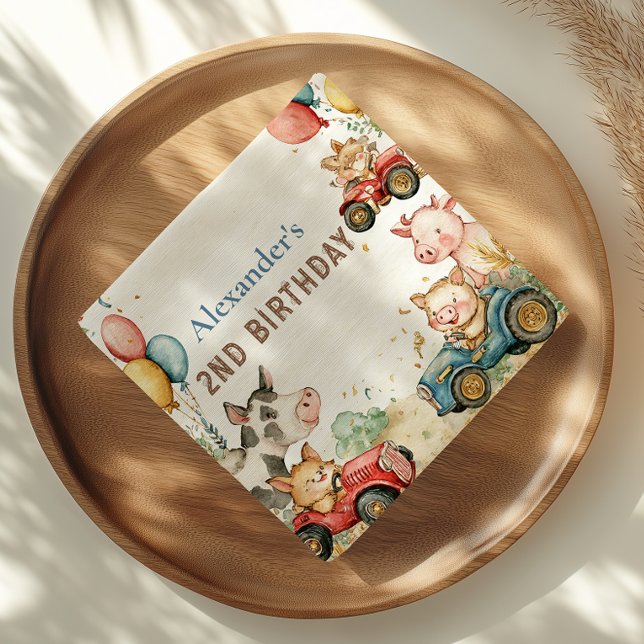 Guardanapo De Papel Dois segundos aniversários De Animais De Exploraçã (Criador carregado)