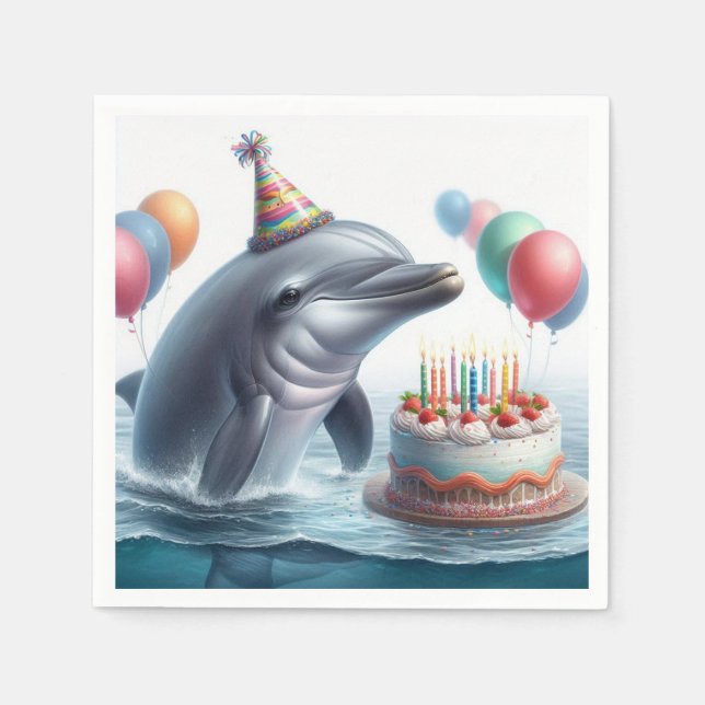Guardanapo De Papel Dolphin Birthday (Frente)