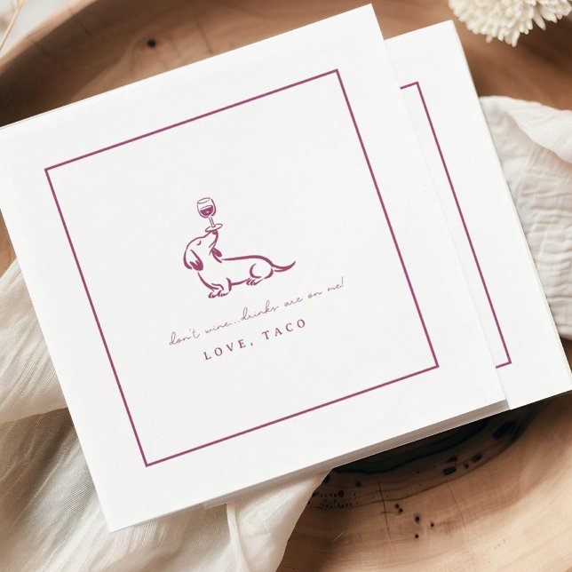 Guardanapo De Papel Dont Wine Dachshund Drinks On Me Cocktail Napkins (Criador carregado)