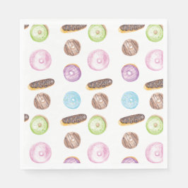 Guardanapo De Papel Donuts Aquarela Desenhados à Mão Padrão