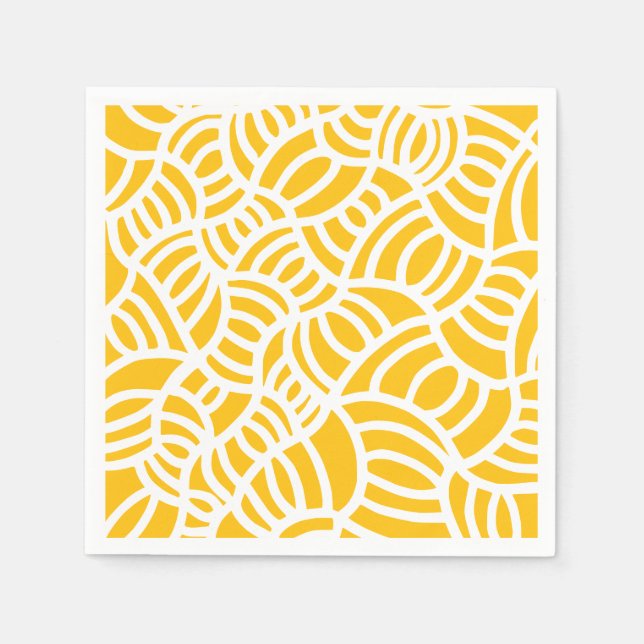 Guardanapo De Papel Doodle amarelo e branco (Frente)