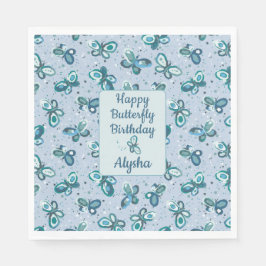 Guardanapo De Papel Doodle Bugs Butterflies - blue - kids birthday.