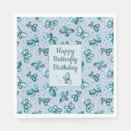 Guardanapo De Papel Doodle Bugs Butterflies - blue - kids birthday.
