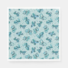 Guardanapo De Papel Doodle Bugs Butterflies - turquoise - kids party.