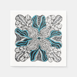 Guardanapo De Papel Doodle Desenhado à Mão Moderno com Azul