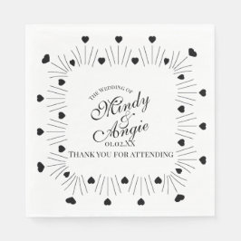 Guardanapo De Papel Doodle Hearts Frame Script Wedding