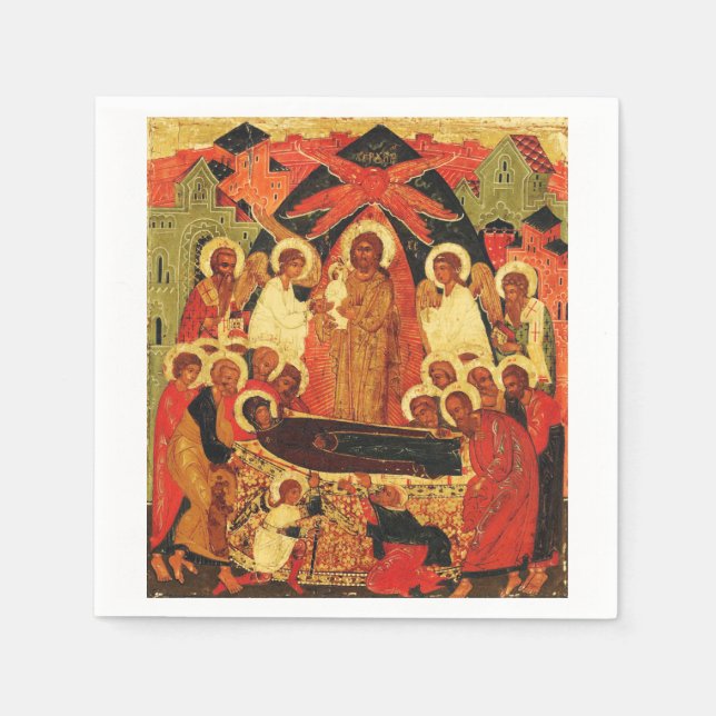 Guardanapo De Papel Dormição da Mãe de Deus ícone ortodoxo (Frente)