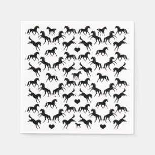 Guardanapo de papel dos cavalos pretos pequenos