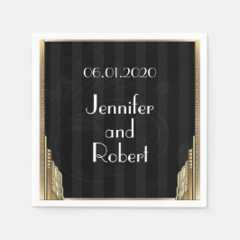 Guardanapo De Papel Dourada Arte Deco Stripe Casamento Napkin