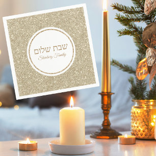 Guardanapo De Papel Dourada brilho do Shabbat Judaico Personalizado