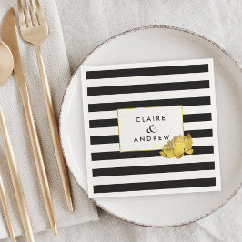 Guardanapo De Papel Dourada de Stripe Negra e Faux