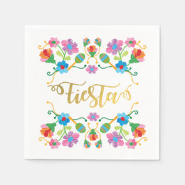 Guardanapo De Papel Dourada Floral Fiesta Embroborada Mexicana Napkins