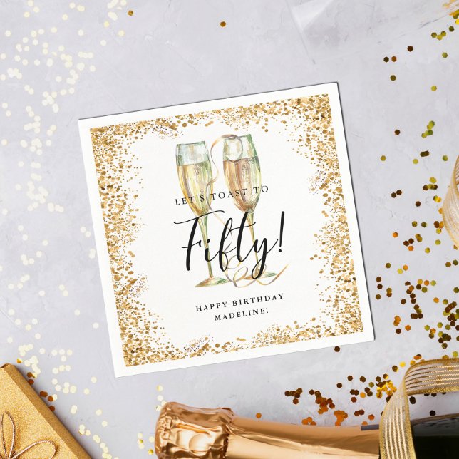 Guardanapo De Papel Dourada Glitter 50ª Festa de aniversário (Criador carregado)